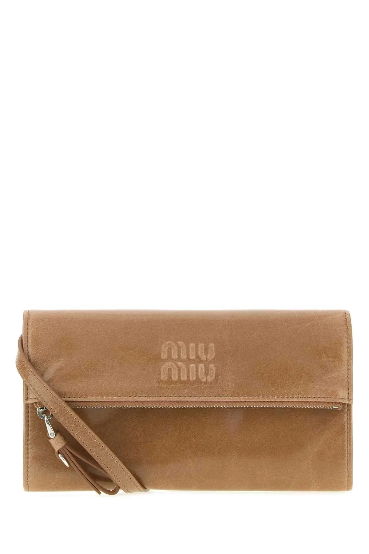 Miu Miu Leather Pouch Wallet — Beige - 1