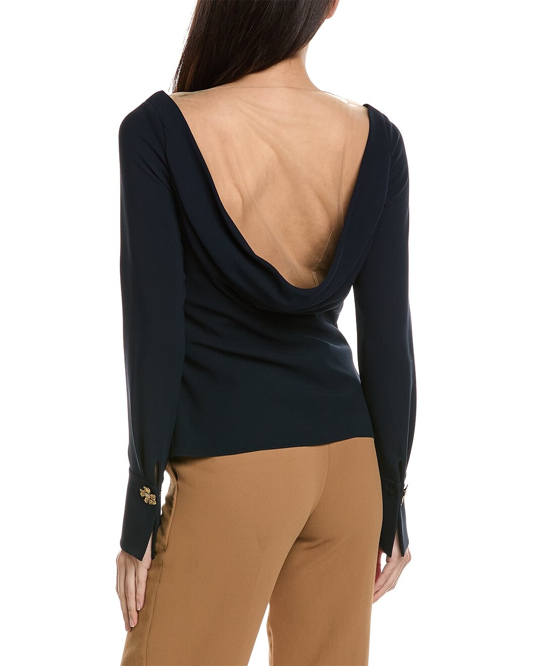 Oscar de la Renta Cowl Neck Silk-Blend Blouse - 2