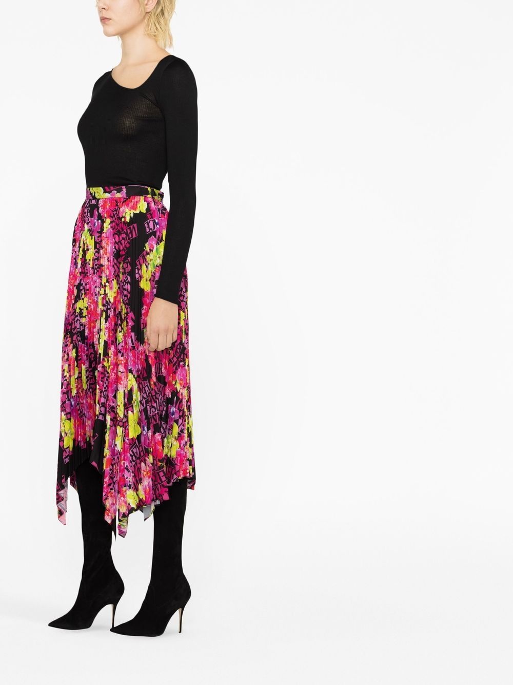 graphic-print plissé midi skirt - 2