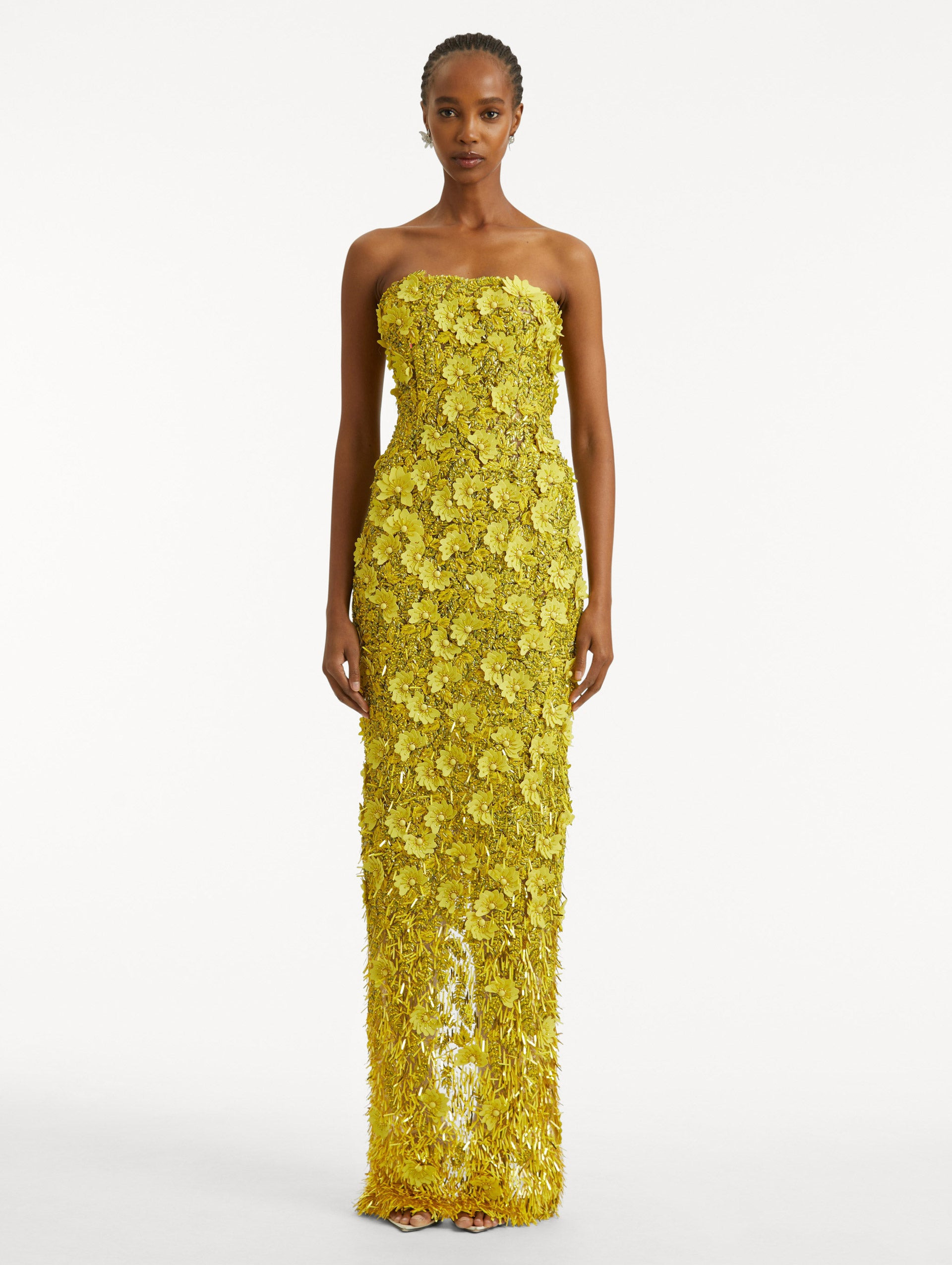 PEONY SEQUIN AND RAFFIA EMBROIDERED GOWN - 2