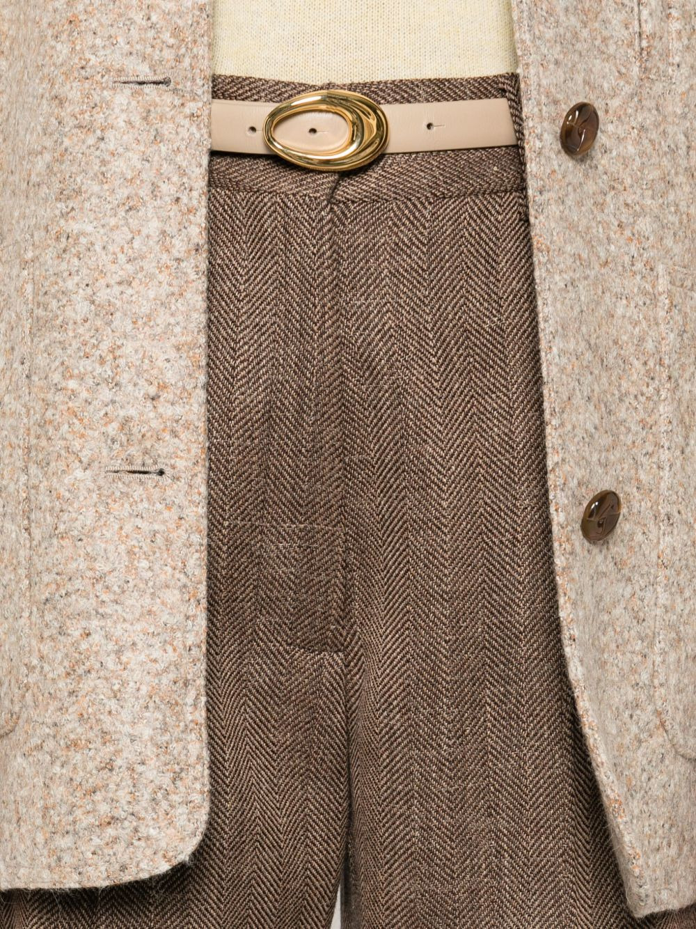 herringbone pleated trousers - 5