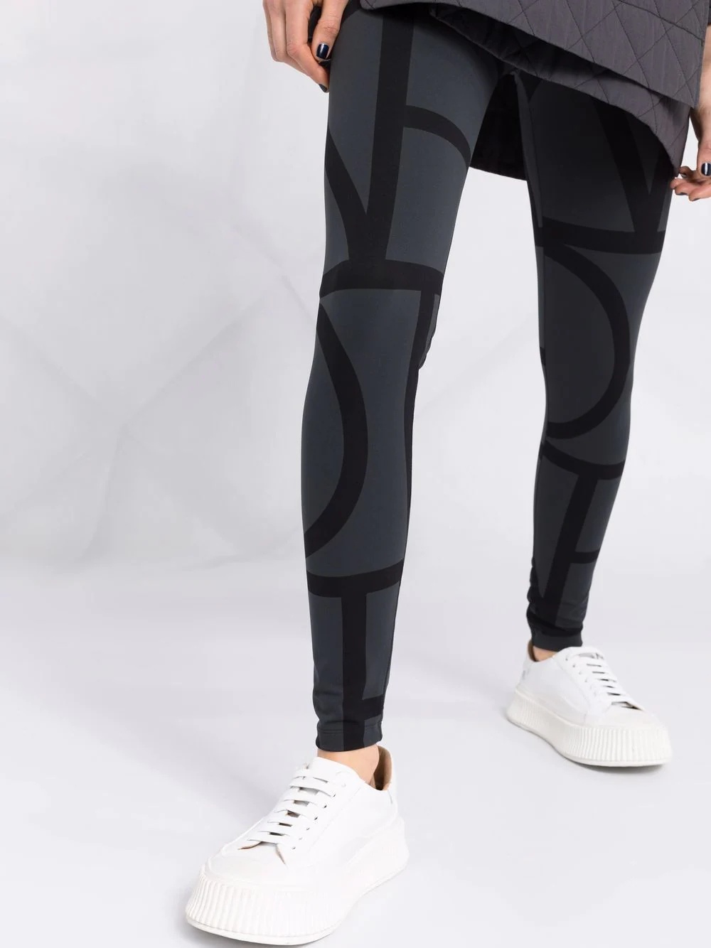 two-tone graphic-print leggings - 3