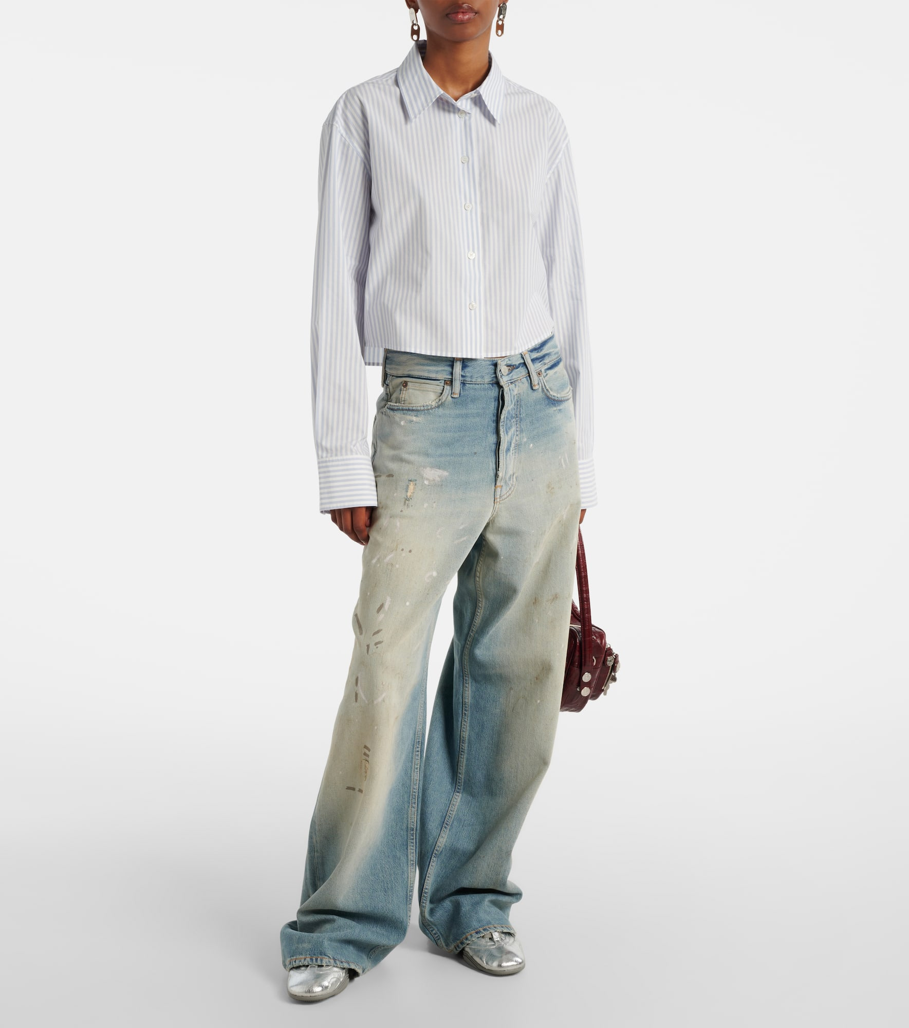 Distressed mid-rise wide-leg jeans - 2