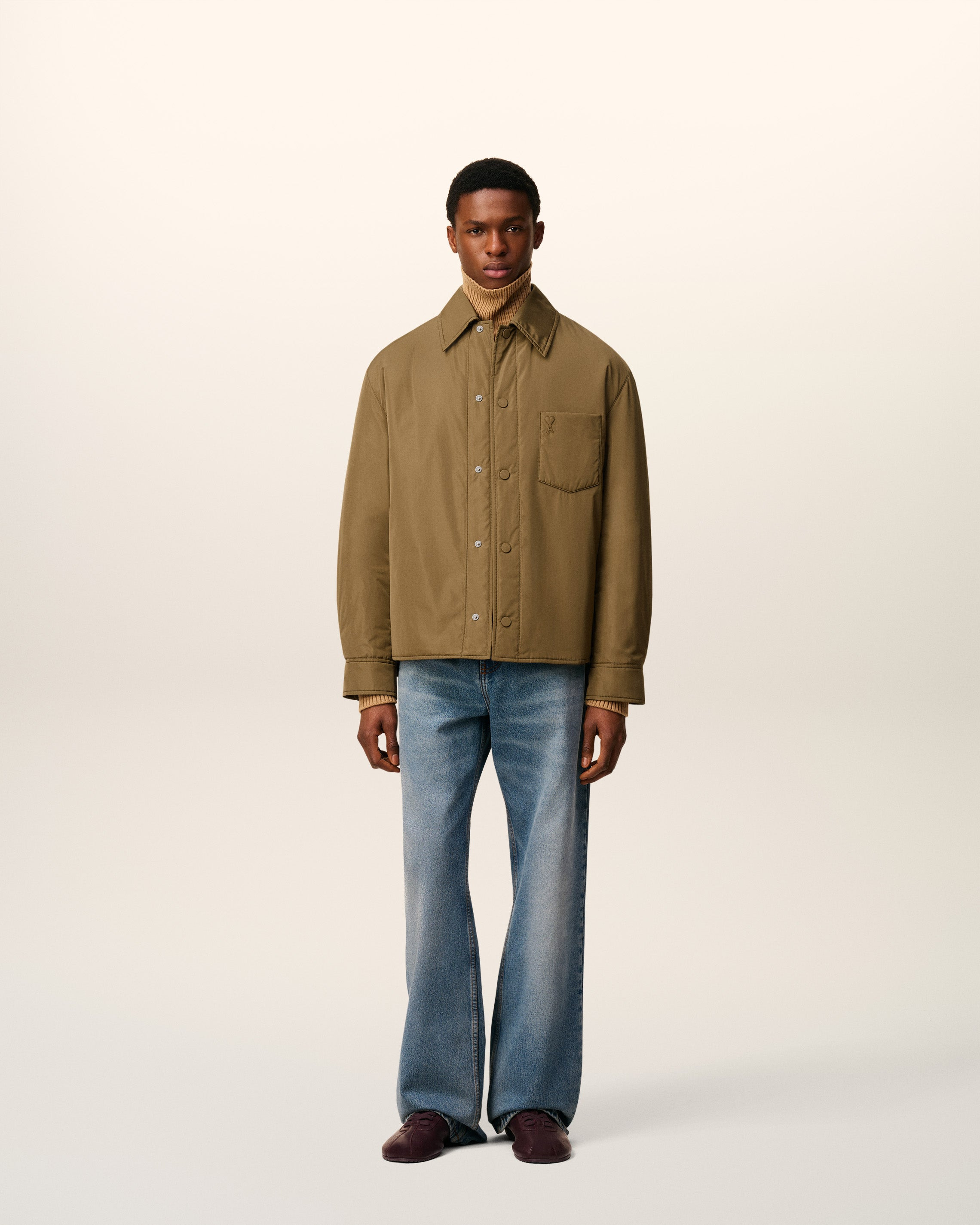 GREEN TAFFETAS PADDED AMI DE COEUR OVERSHIRT - 6