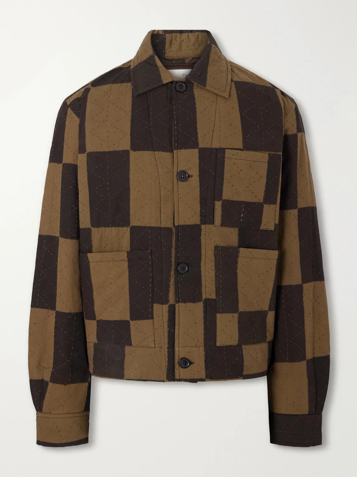 Bodhi Embroidered Checked Cotton Blouson Jacket - 1