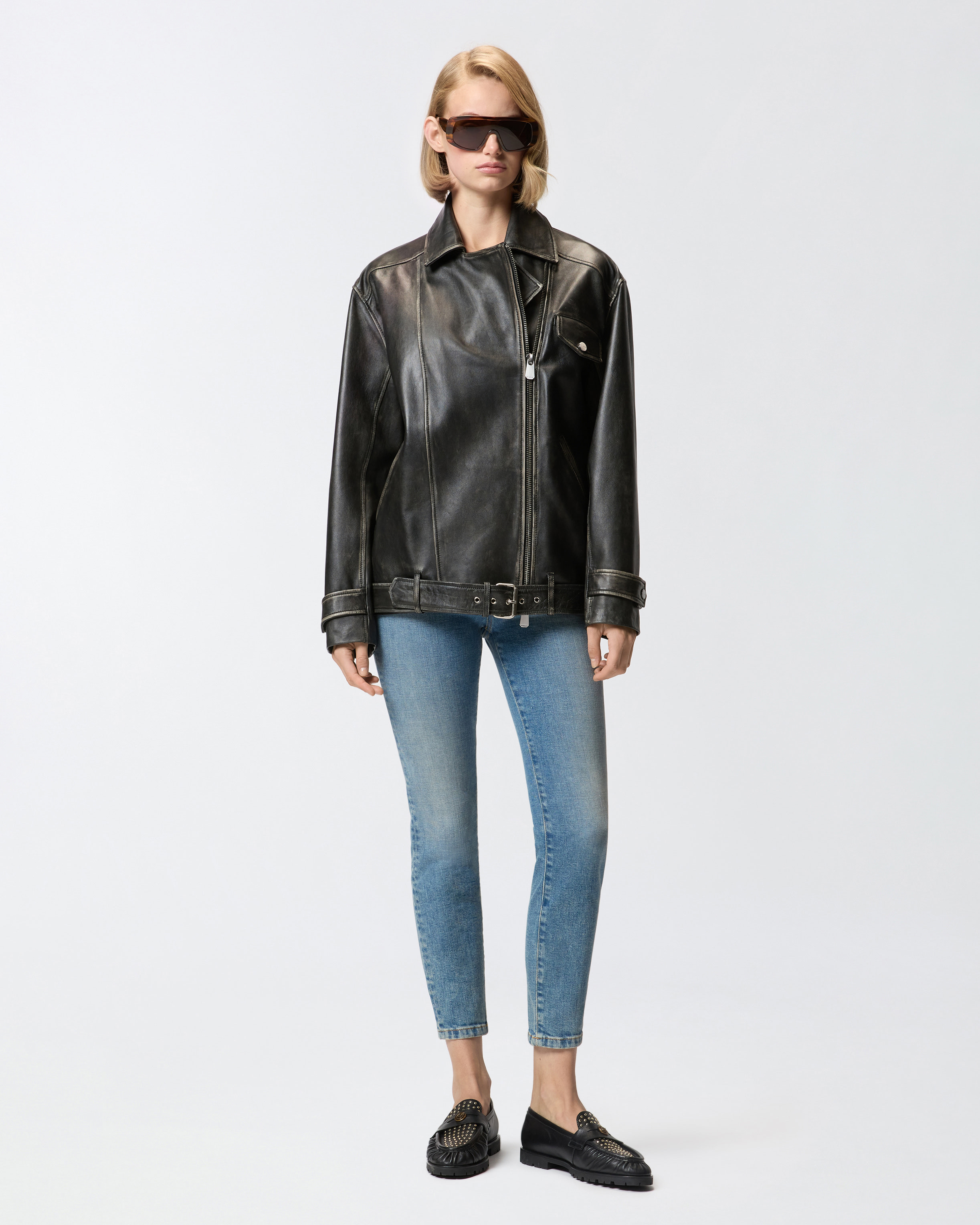 LEATHER BIKER JACKET - 3