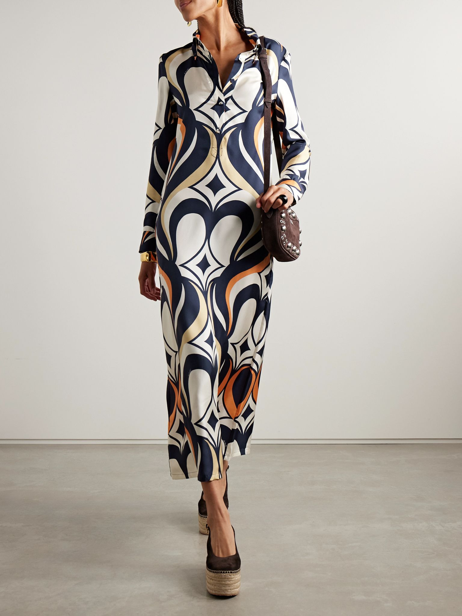 Icon printed silk-twill maxi shirt dress Multi - 2