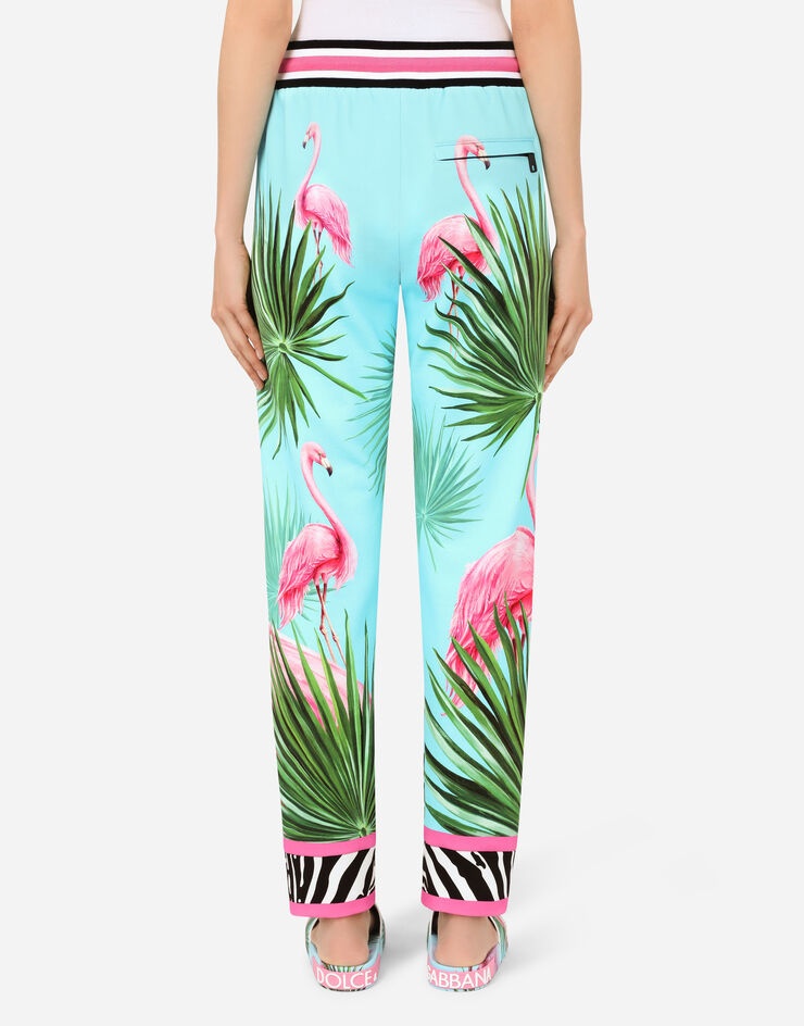 Jersey jogging pants with flamingo print - 7