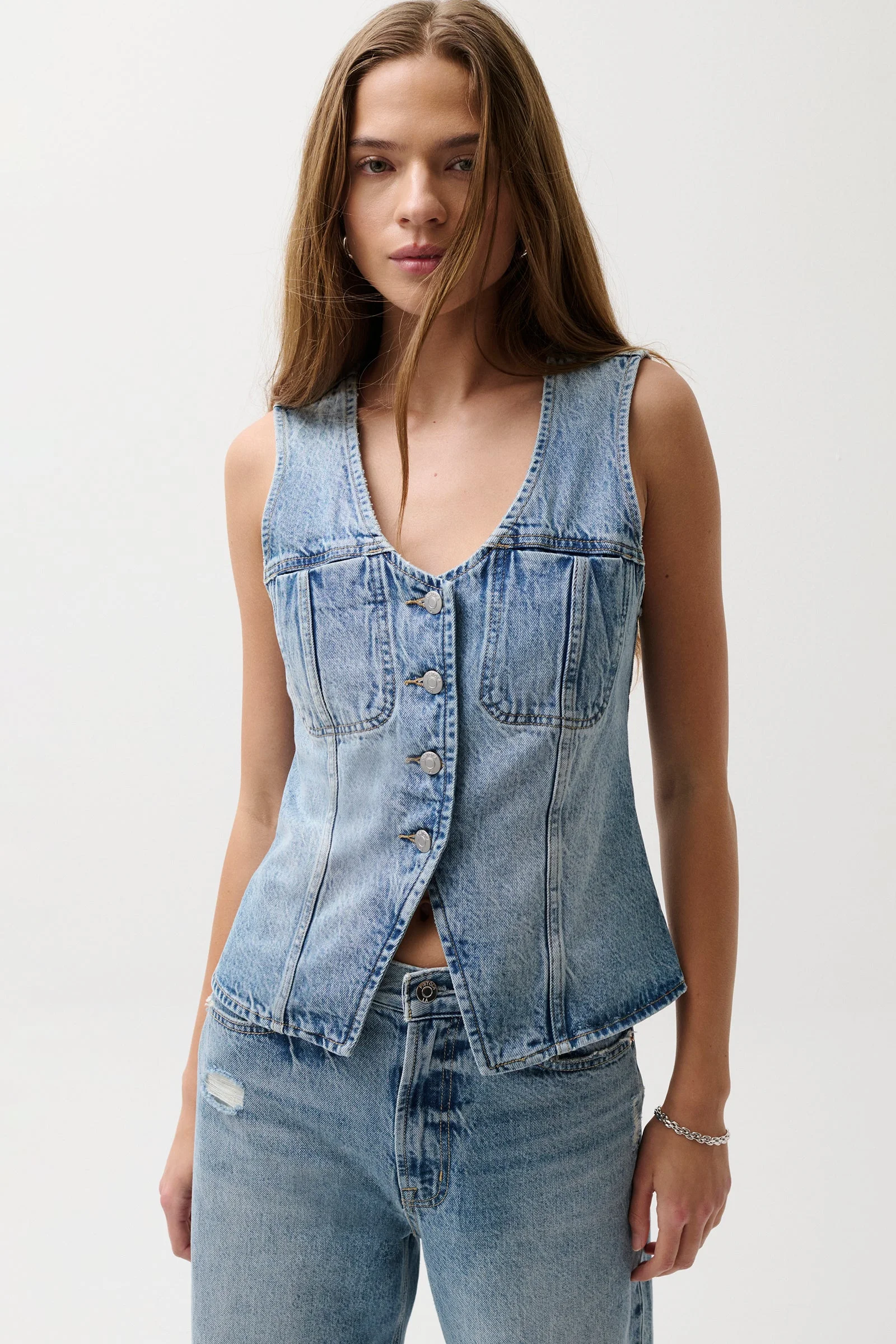 GIA DENIM VEST - HAZY - 1