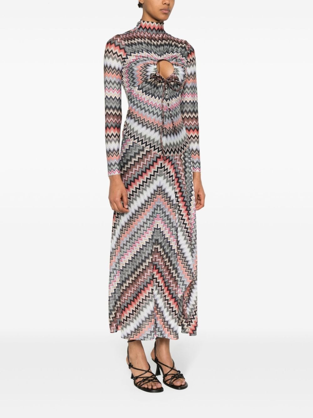 zigzag-woven asymmetric dress - 3