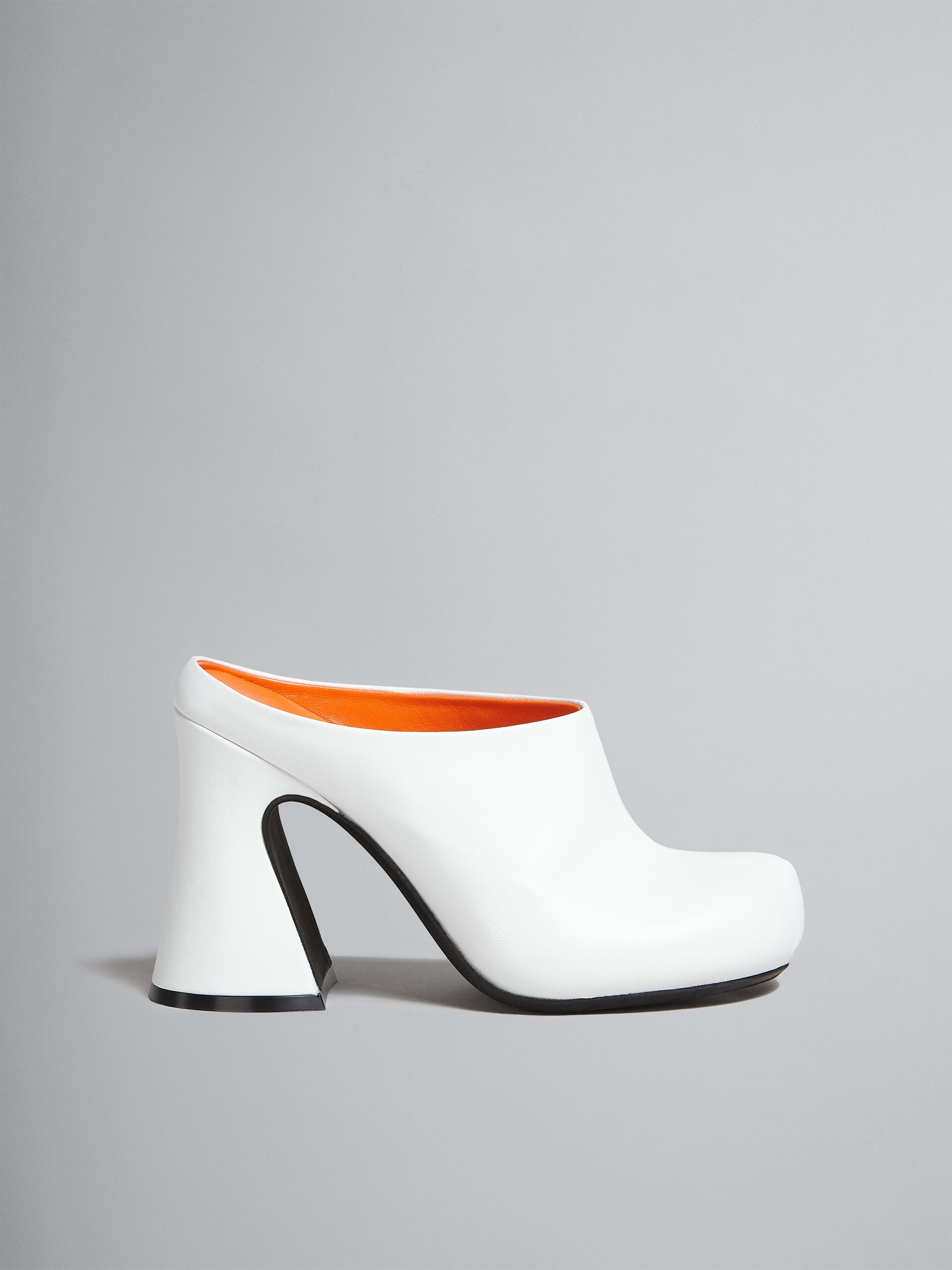 WHITE NAPPA LEATHER SABOT - 1