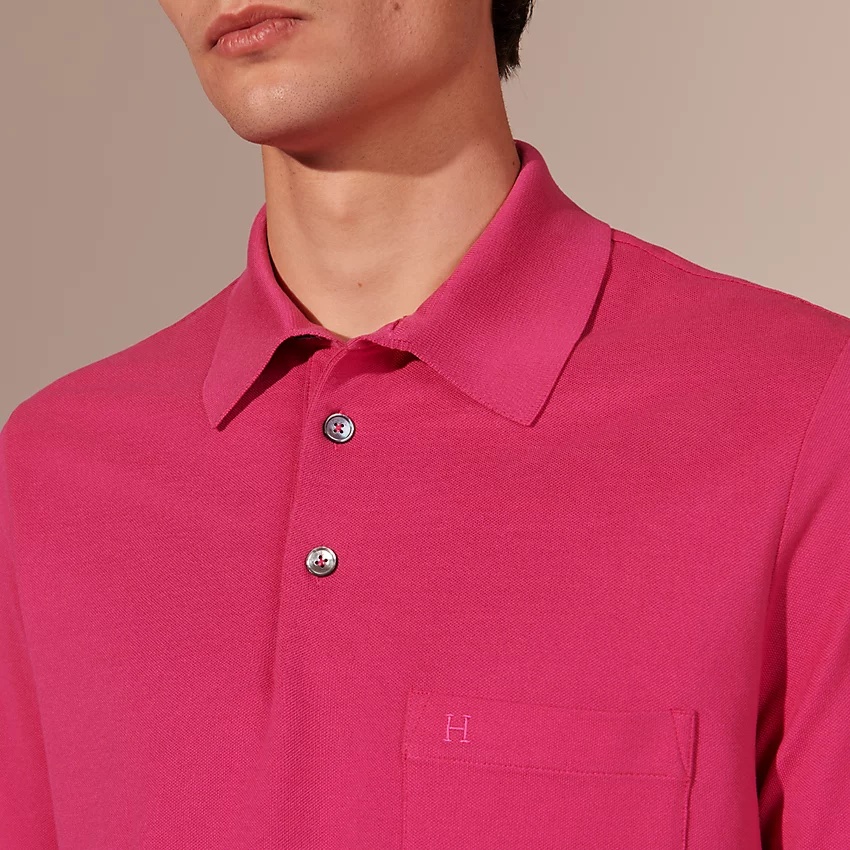 H embroidered buttoned polo shirt - 4