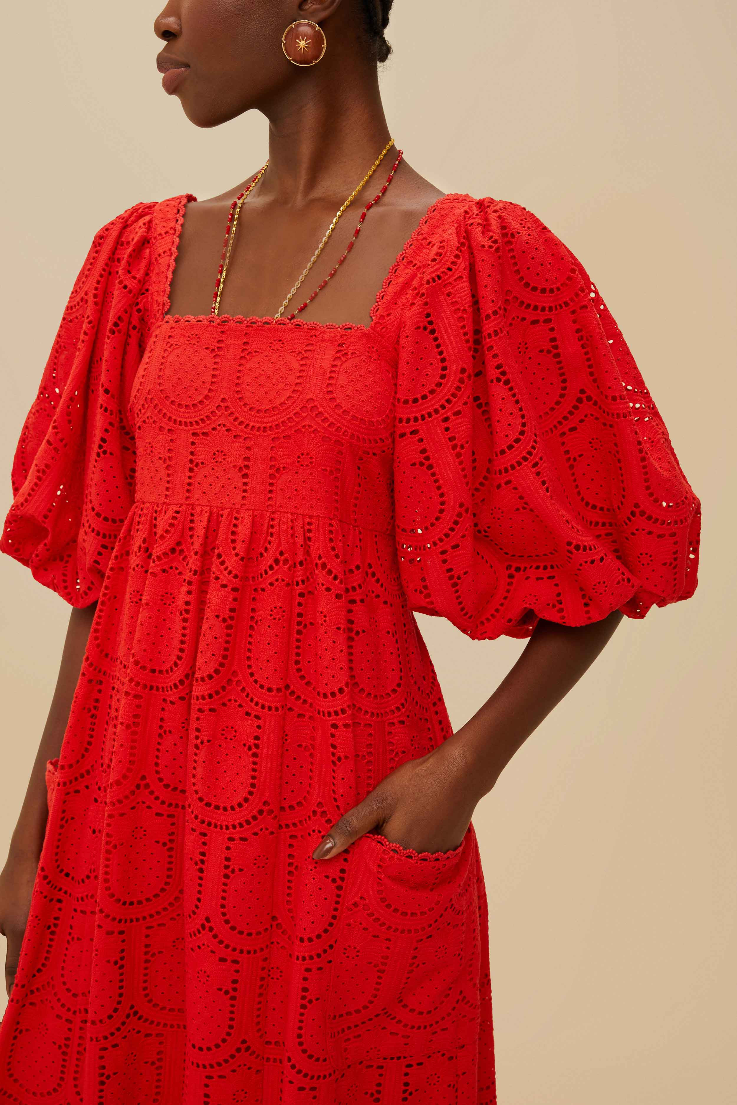 Red Pineapple Eyelet Maxi Dress - 2