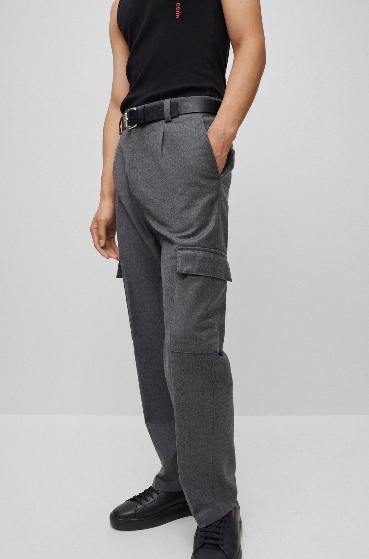 SUIT PANTS IN MELANGE STRETCH-WOOL FLANNEL - 5