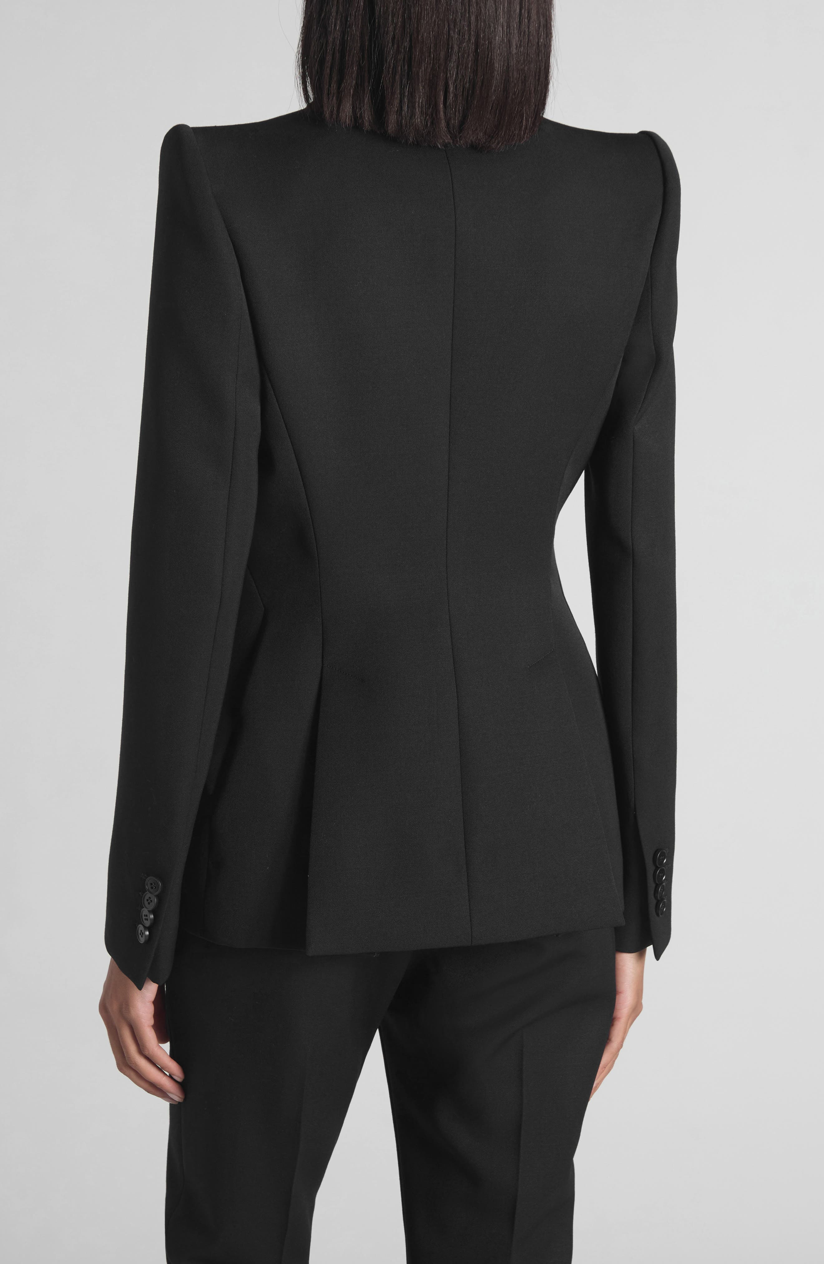 McQueen One-Button Wool Jacket in Black at Nordstrom - 2