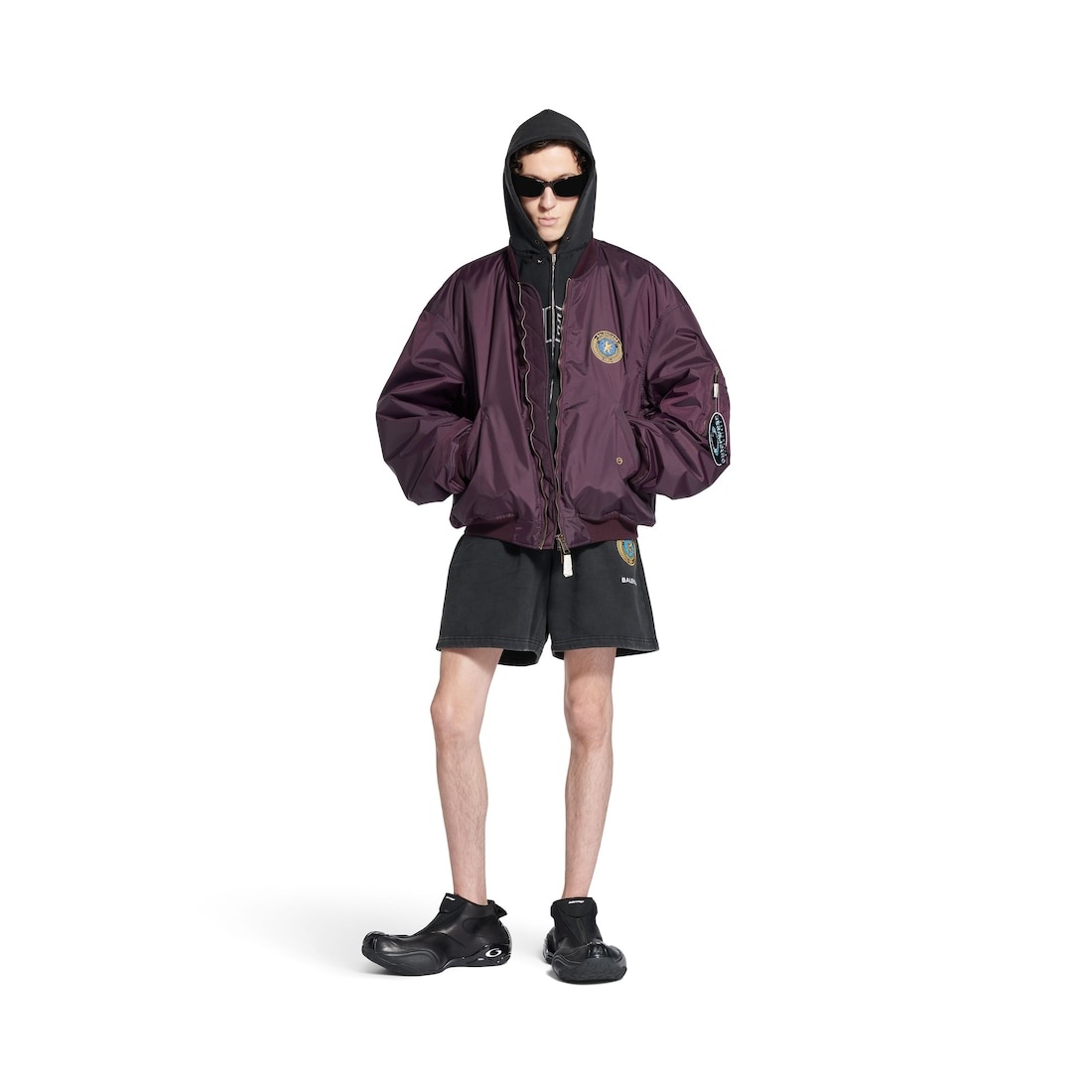 Bomber Jacket Large Fit in Dark Purple - 4