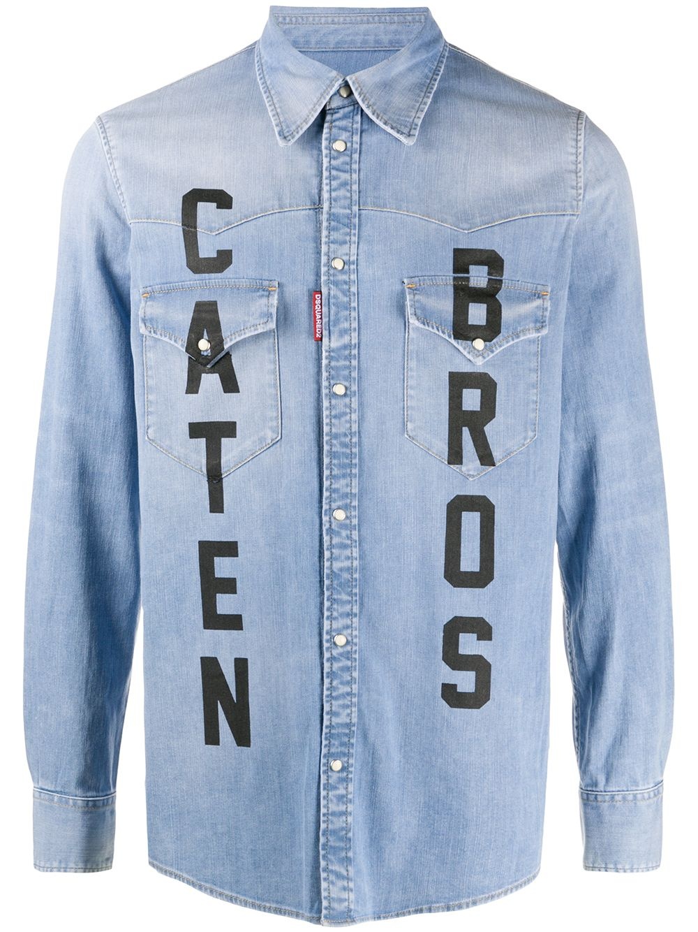 slogan print denim shirt - 1