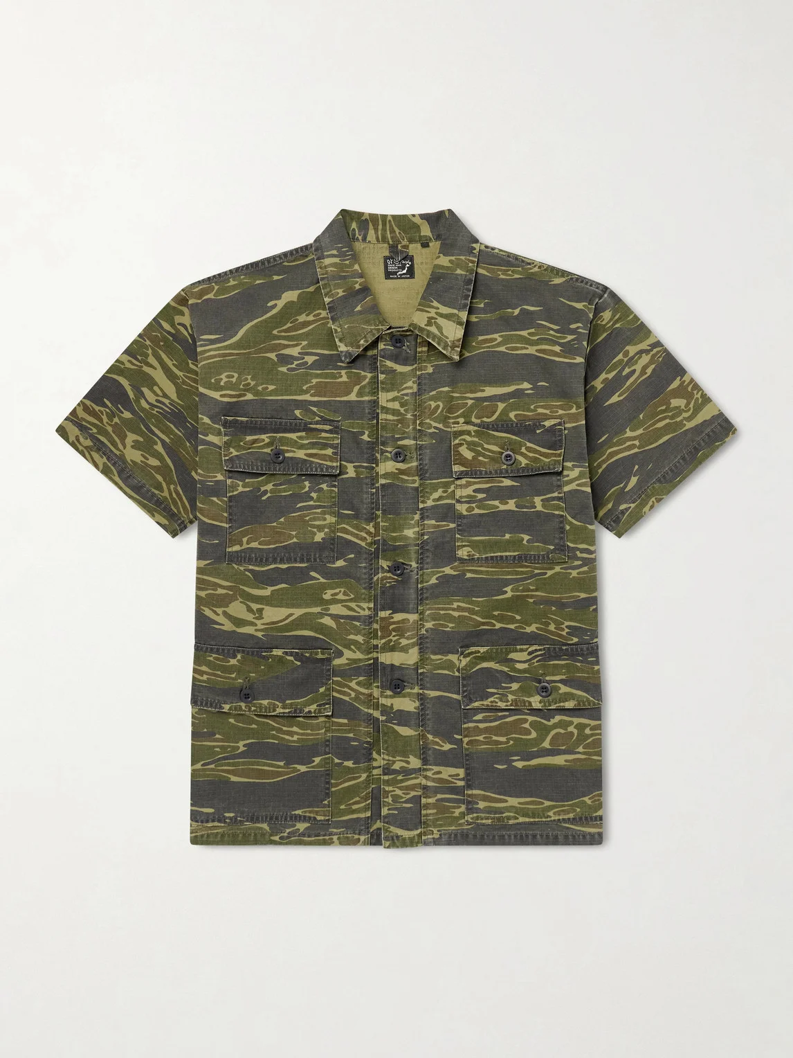 Camouflage-Print Cotton-Riptop Shirt - 1