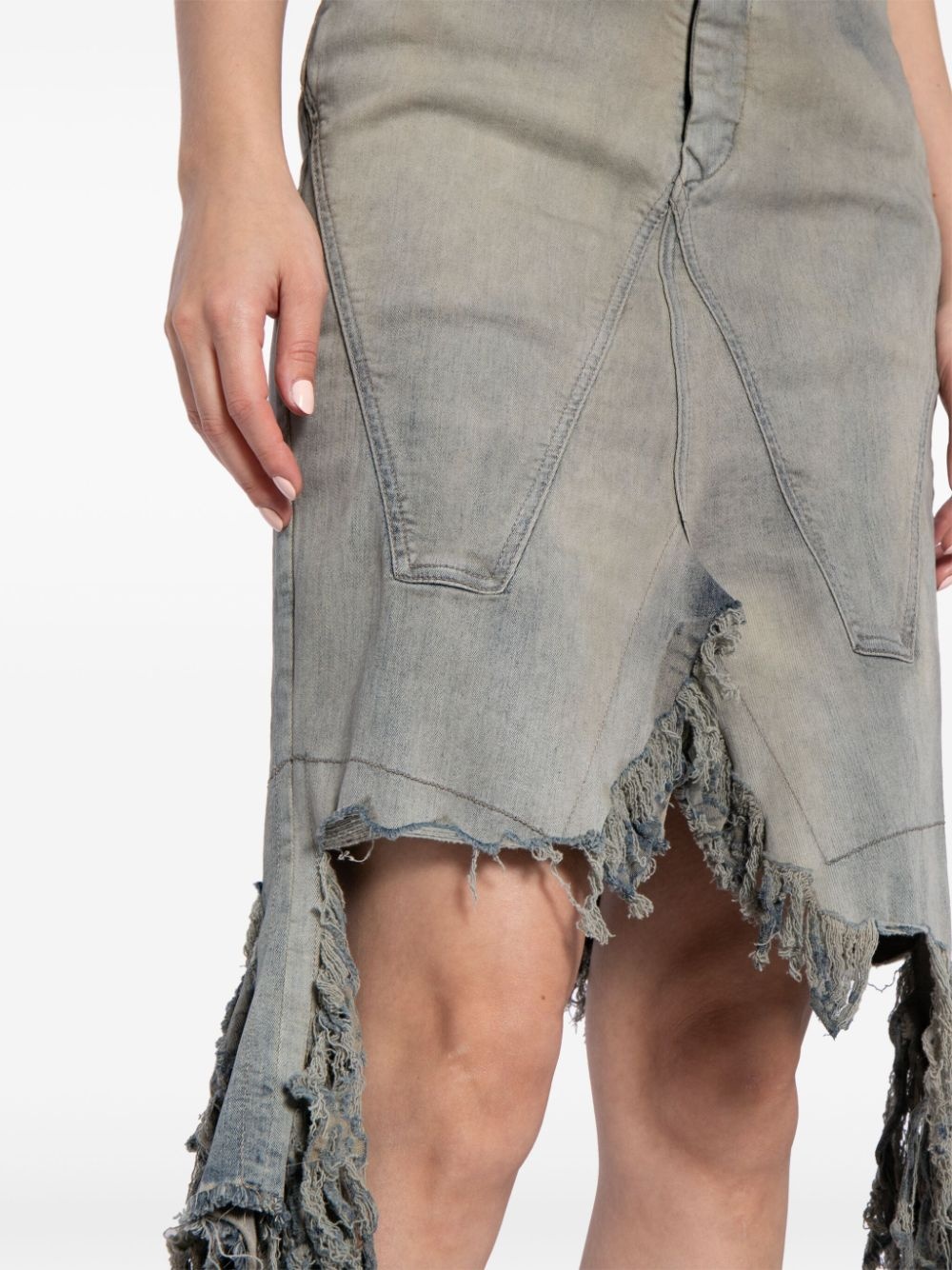 distressed denim skirt - 5
