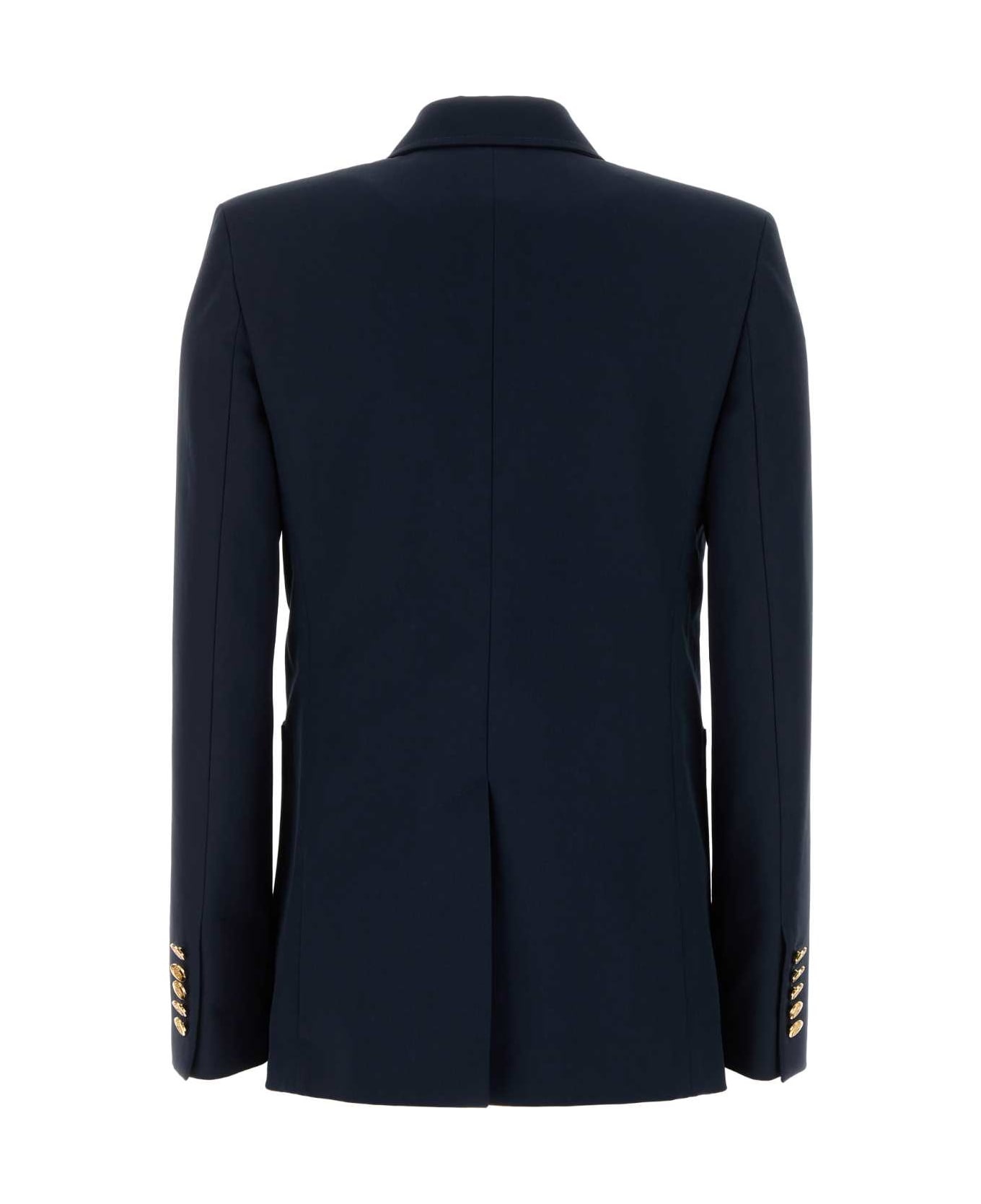 Navy Blue Cotton Blazer - 2