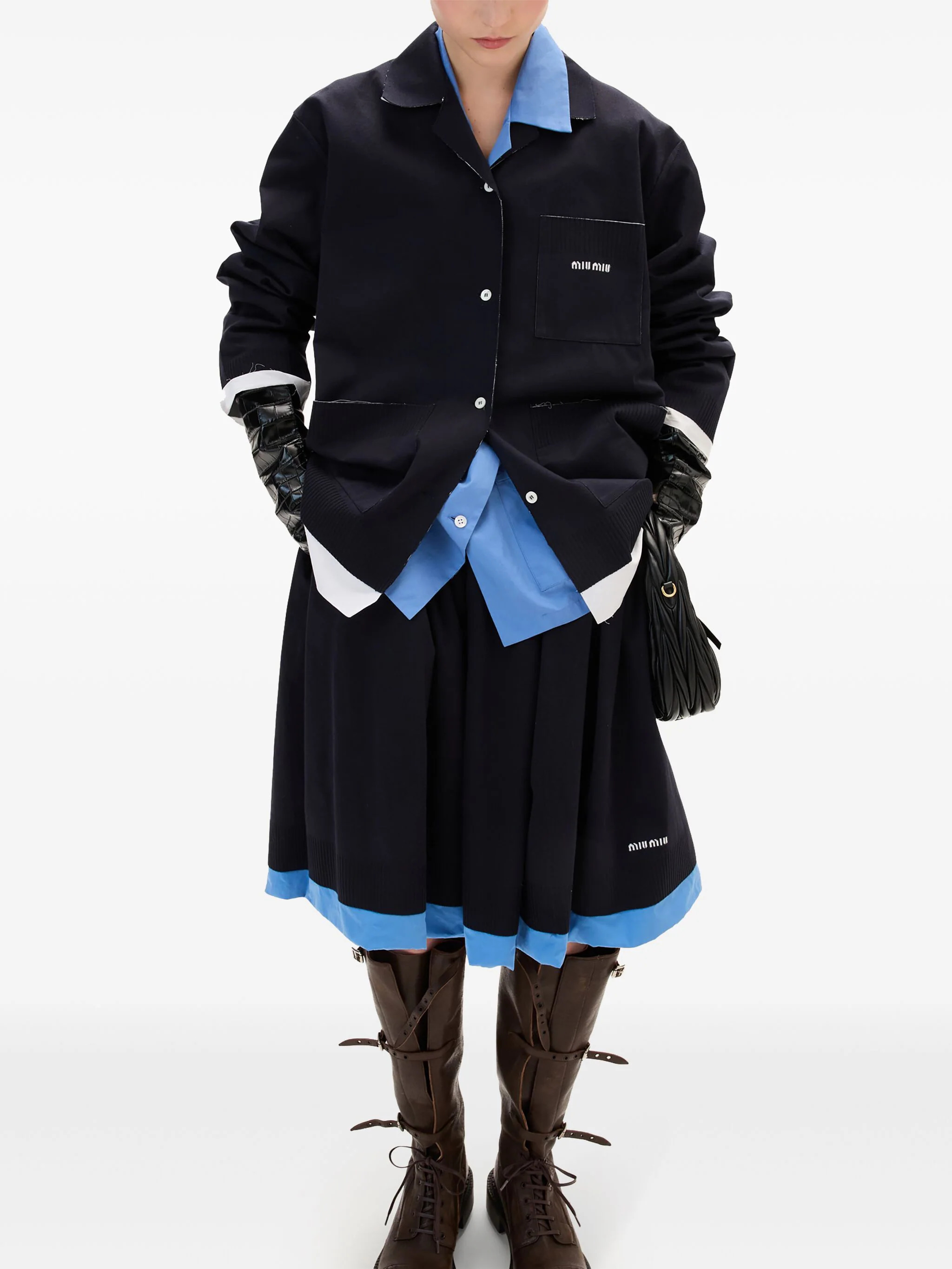 MIU MIU Women Pleated Poplin Skirt - 1