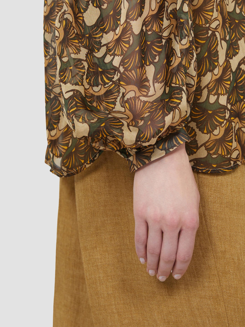 Women's Printed Silk Chiffon Blouse - Natural 5