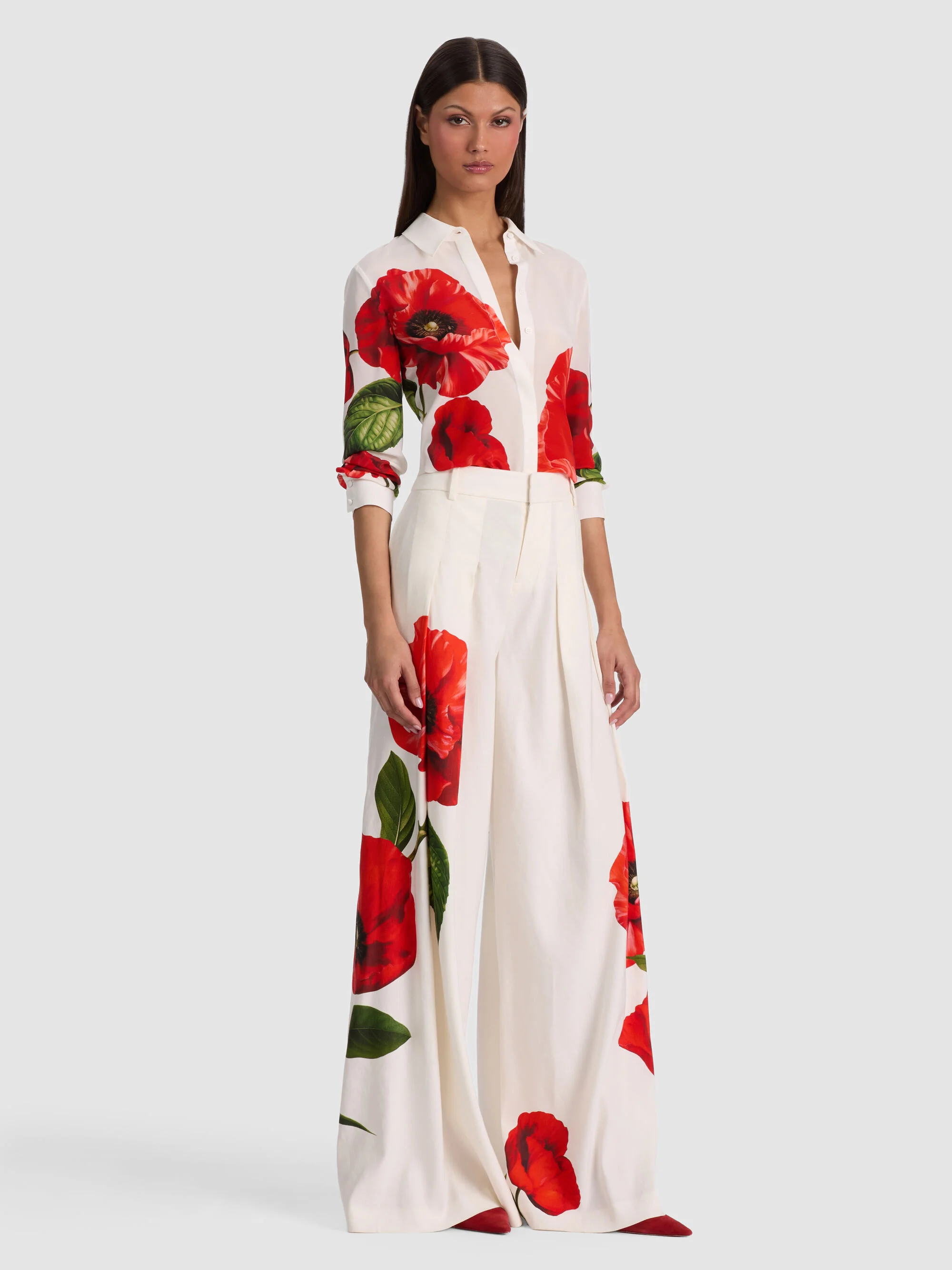 BLAIRE PLEATED LINEN PANT - SUMMER POPPY - 1