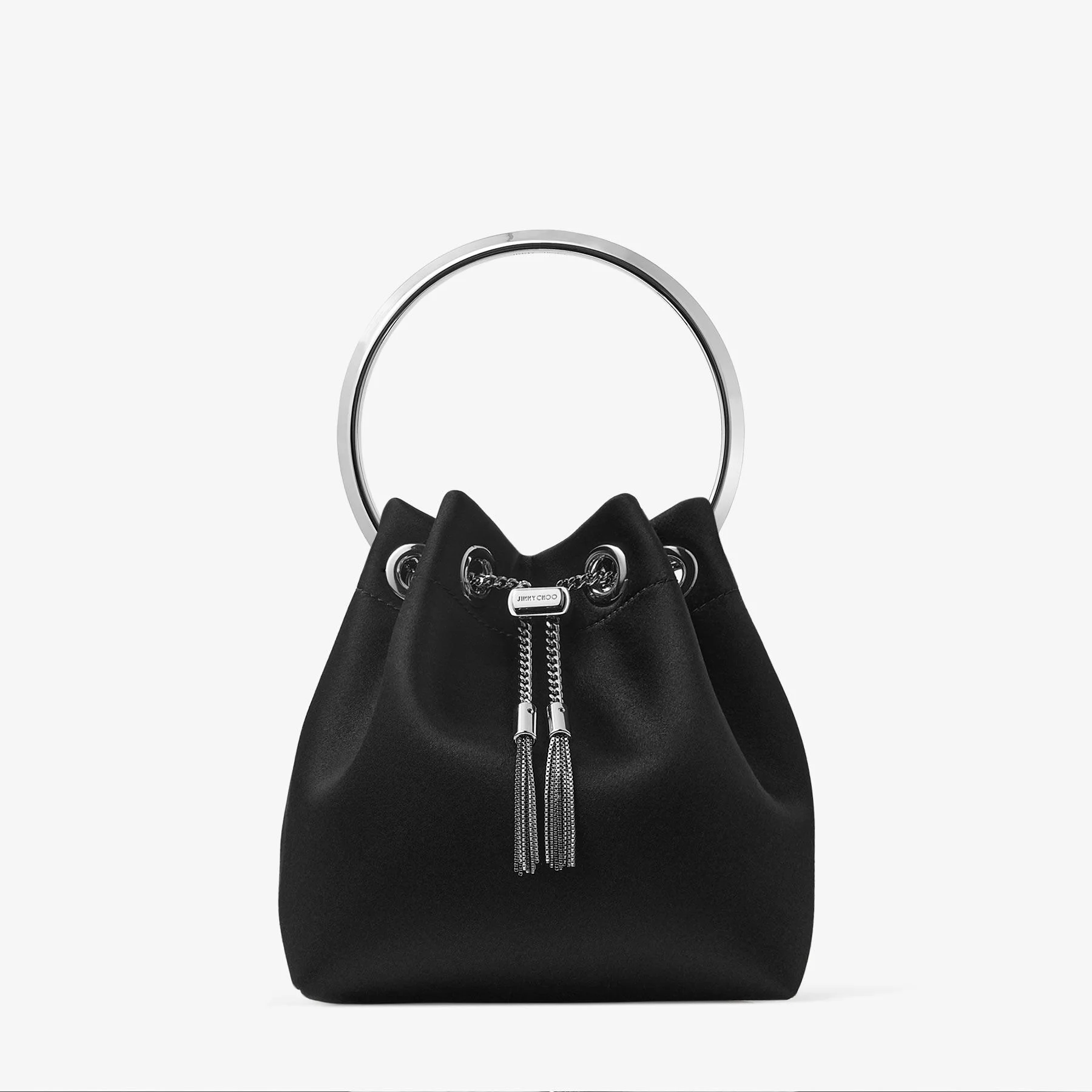 Bon Bon
Black Satin Handbag with Metal Handle - 1