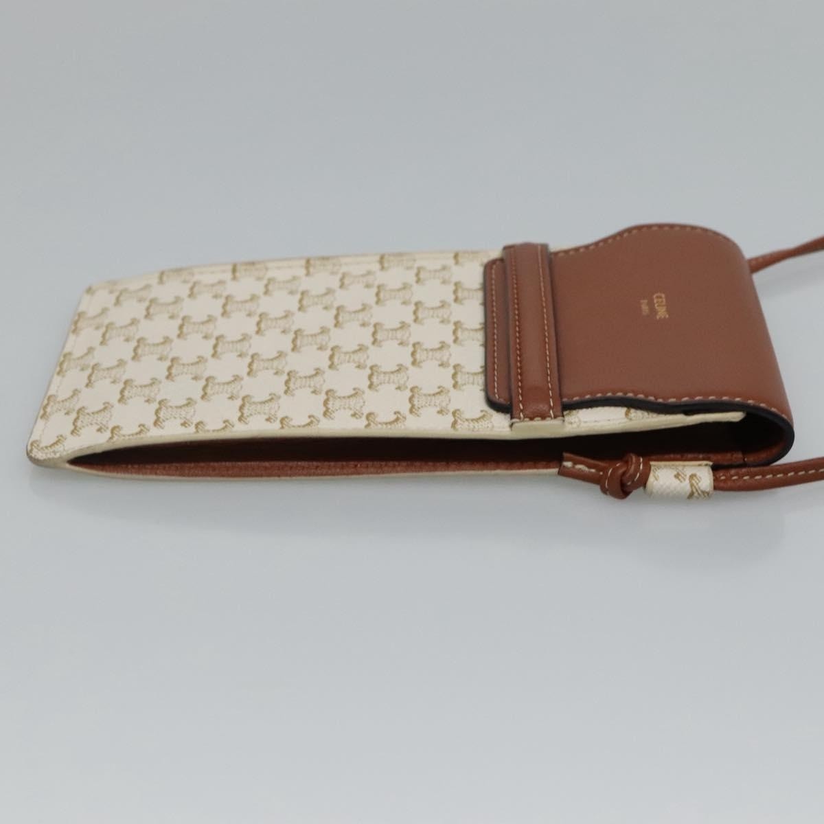 CELINE Triomphe Phone Holder Shoulder Bag Pvc White - 4