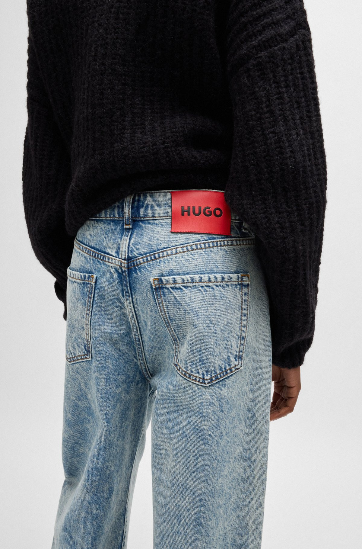BLUE STRAIGHT-FIT JEANS WITH WIDE LEG - 5