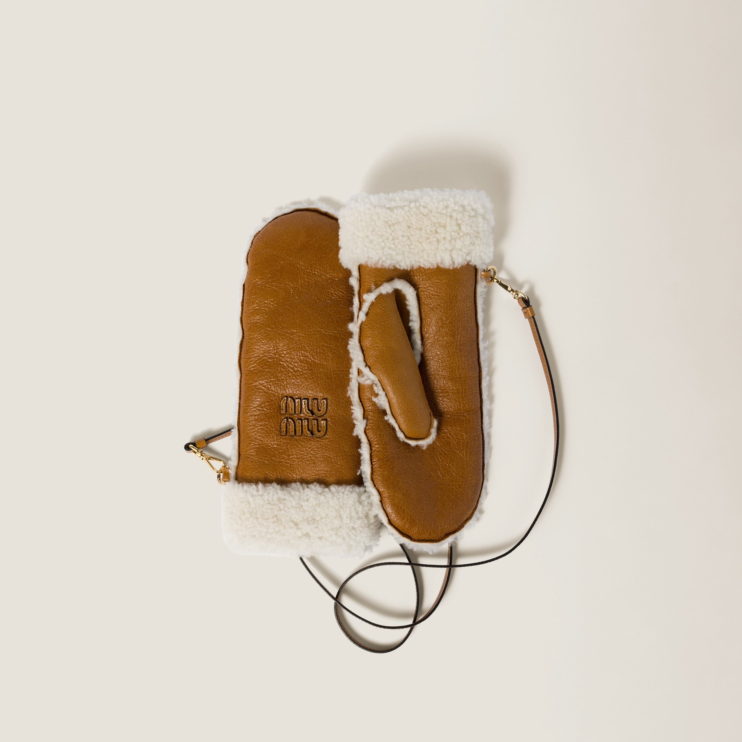 Shearling mitten gloves - 1