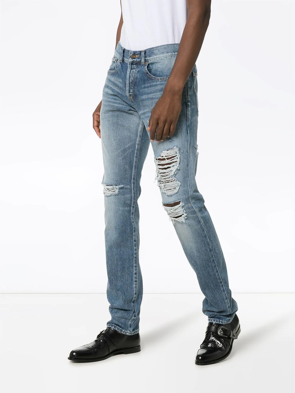 distressed slim-fit jeans - 3