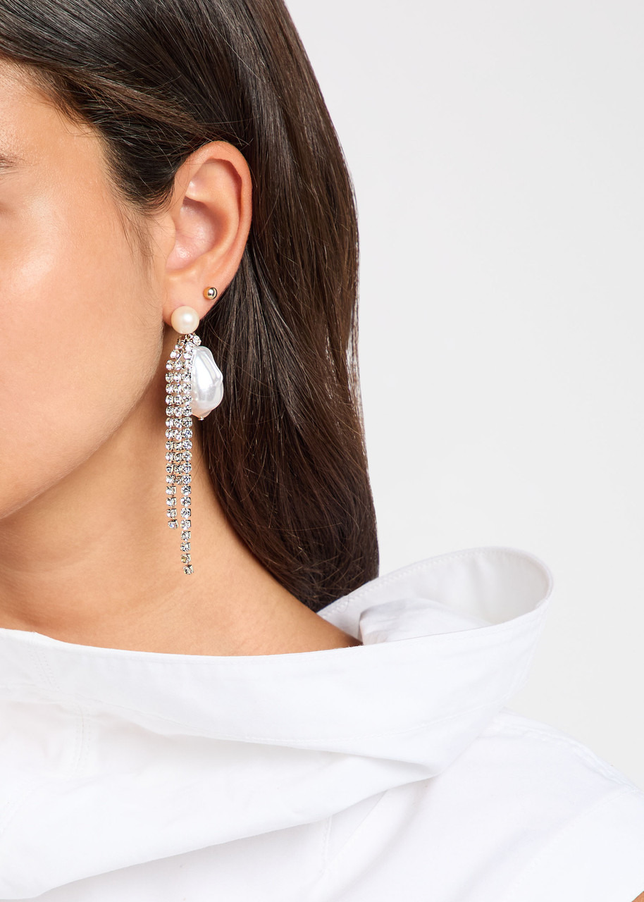 Completedworks Embellished Pearl and Rhodium-plated Drop Earrings - 2