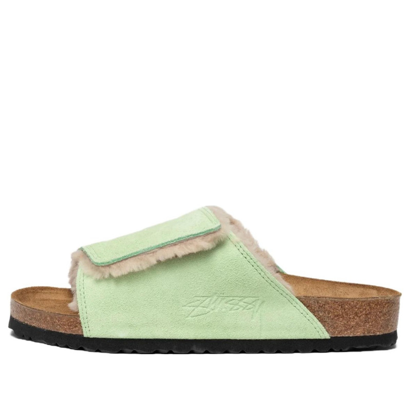 Birkenstock x Stussy Solana Shearling Slide 'Washed Green' 1027695 1