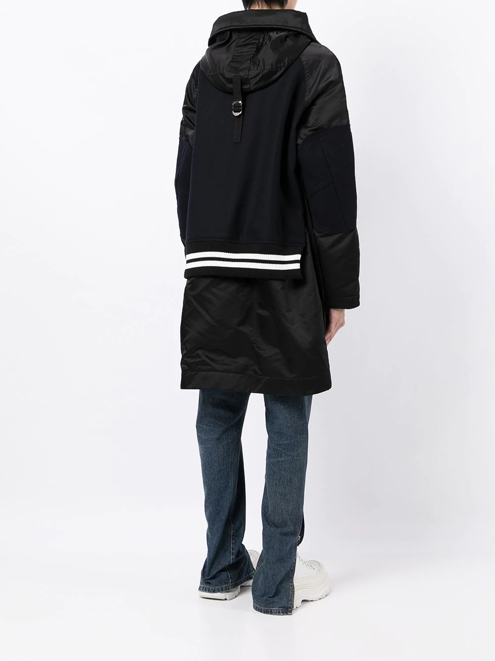 multi-panel hooded coat - 4