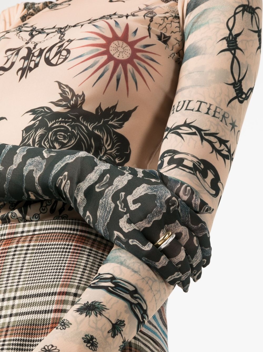 Jean Paul Gaultier graphic-print glove-sleeve top | REVERSIBLE