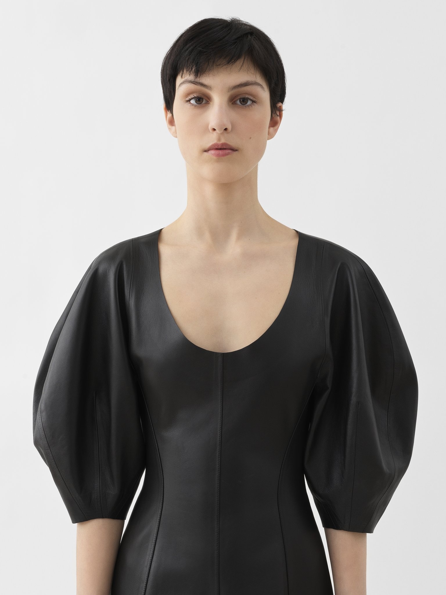 BALLOON-SLEEVE MIDI DRESS - 5