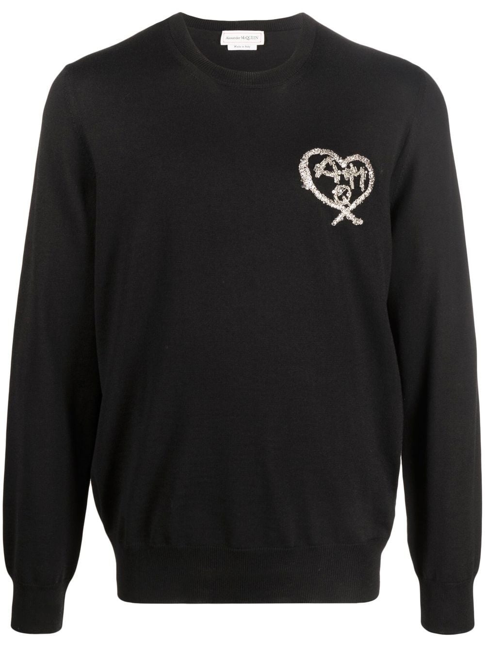 logo-embroidered wool jumper - 1