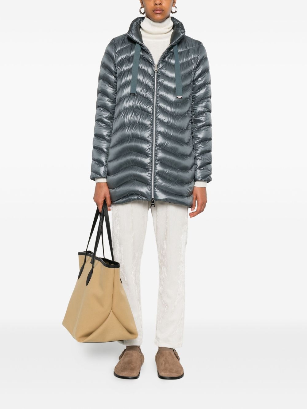 funnel-neck quilted coat - 2