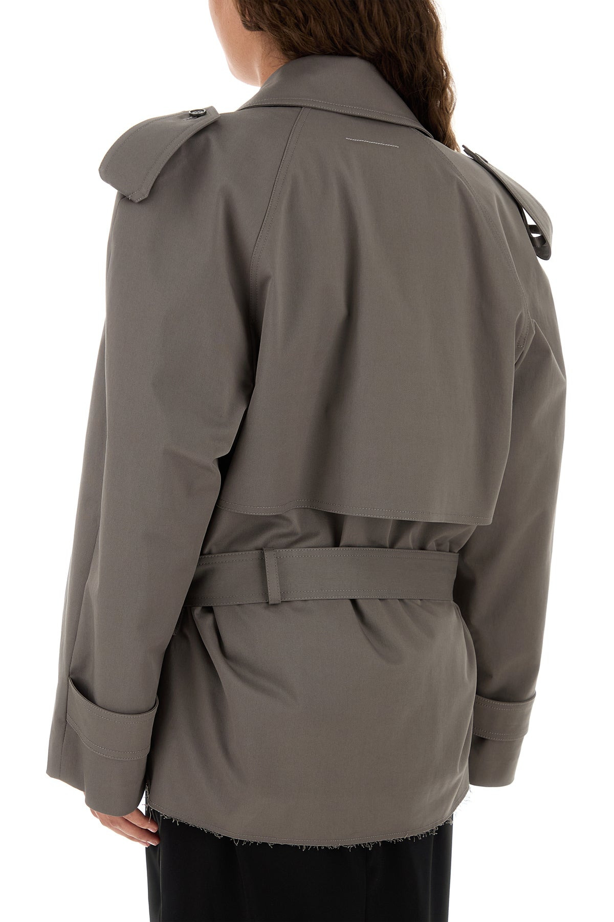 Dark grey stretch cotton trench coat - 4