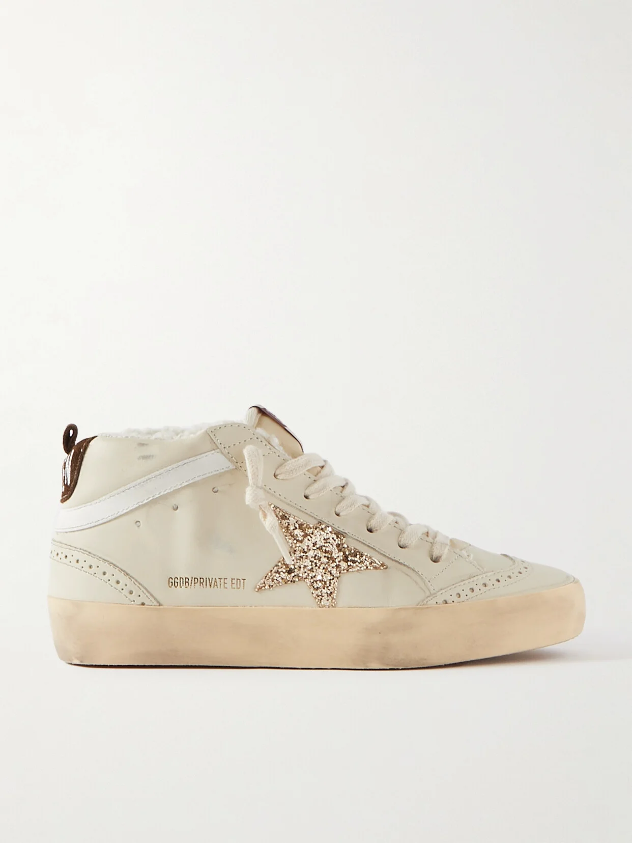 Superstar Distressed Shearling-lined Rubber And Leather Sneakers - 1
