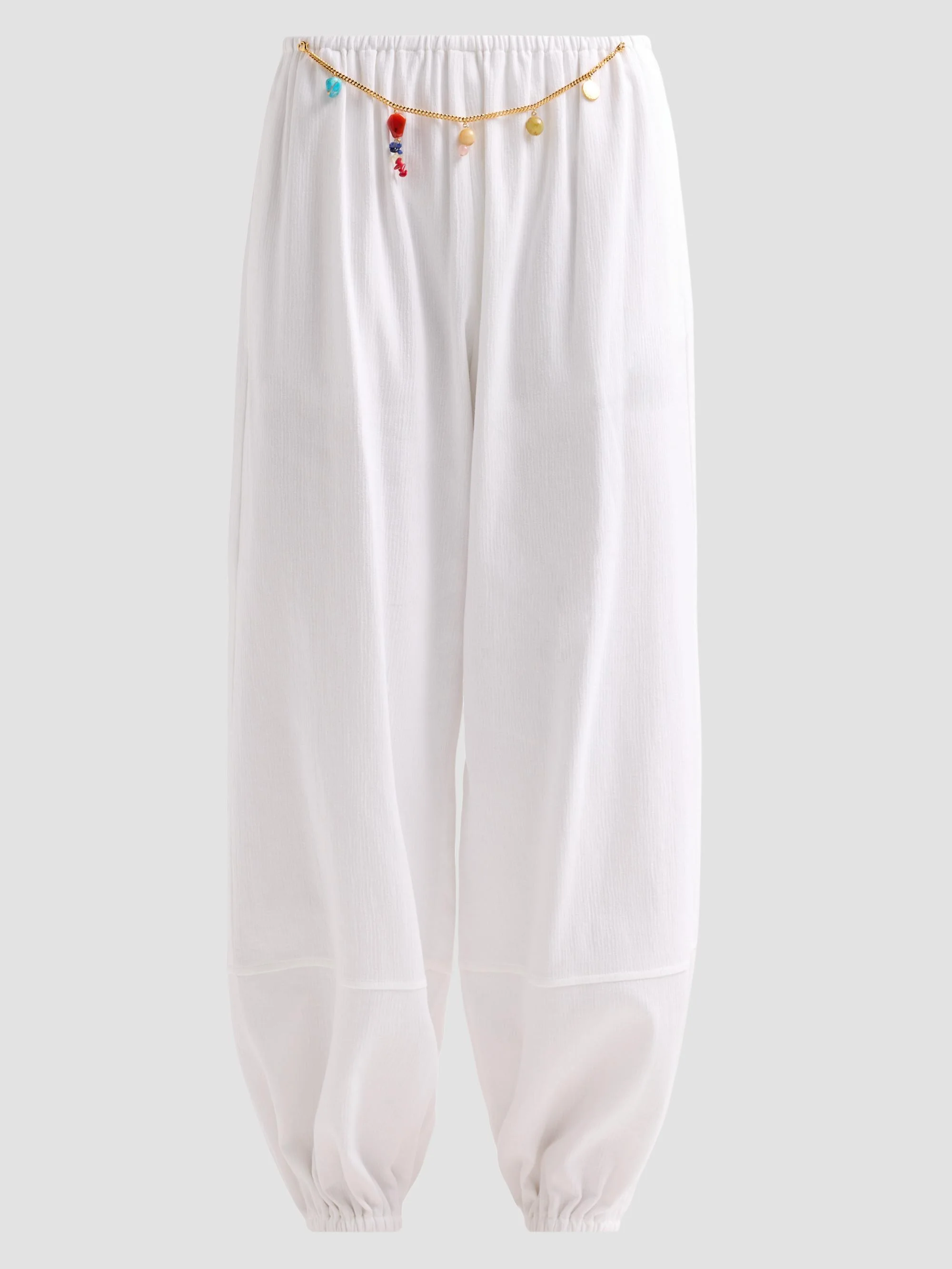Women's Cotton Balloon Pants - White - 1