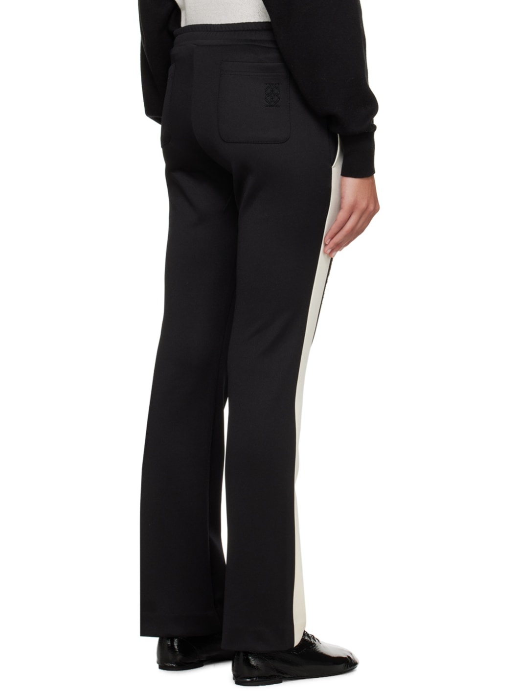 Black & Off-White Flared Tape Track Pants - 3