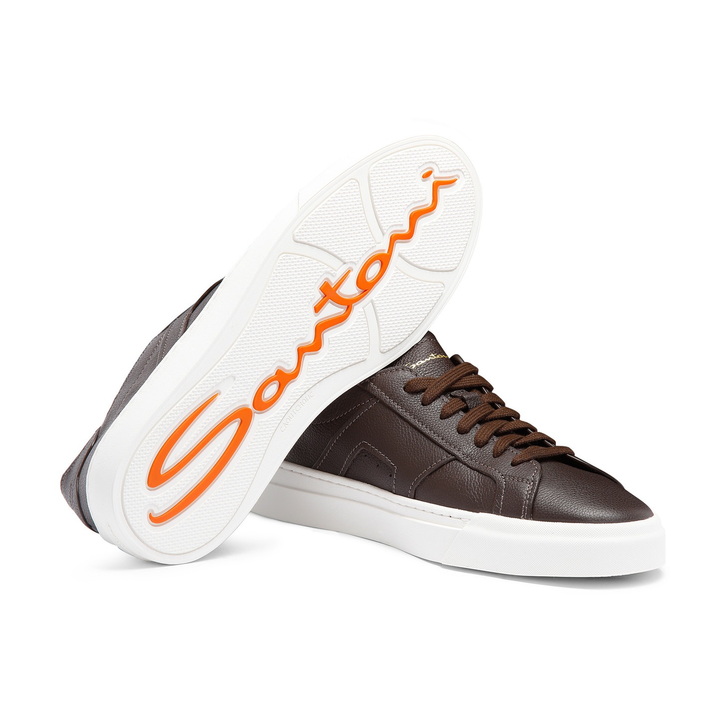 Men's dark brown tumbled leather Double Buckle Sneaker - 4