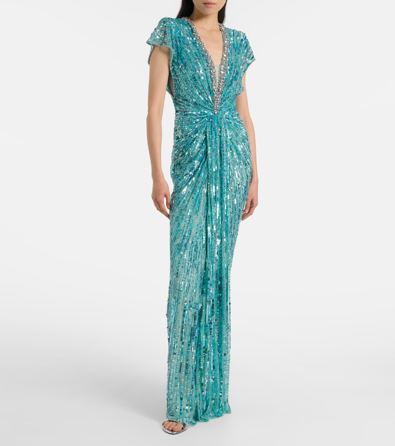 JENNY PACKHAM Lacie gathered embellished gown outlook
