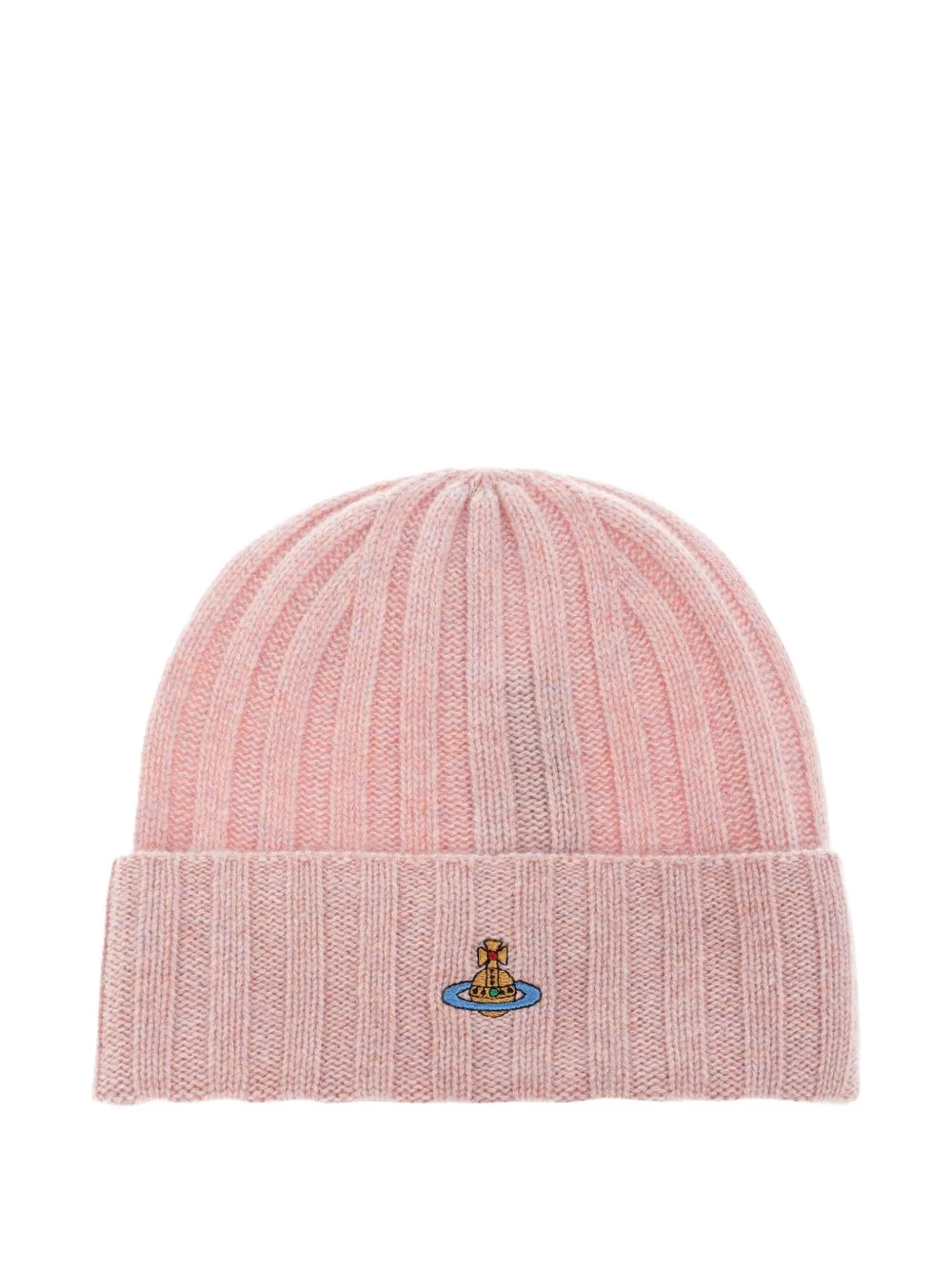 Classic embroidered ribbed beanie hat - 1