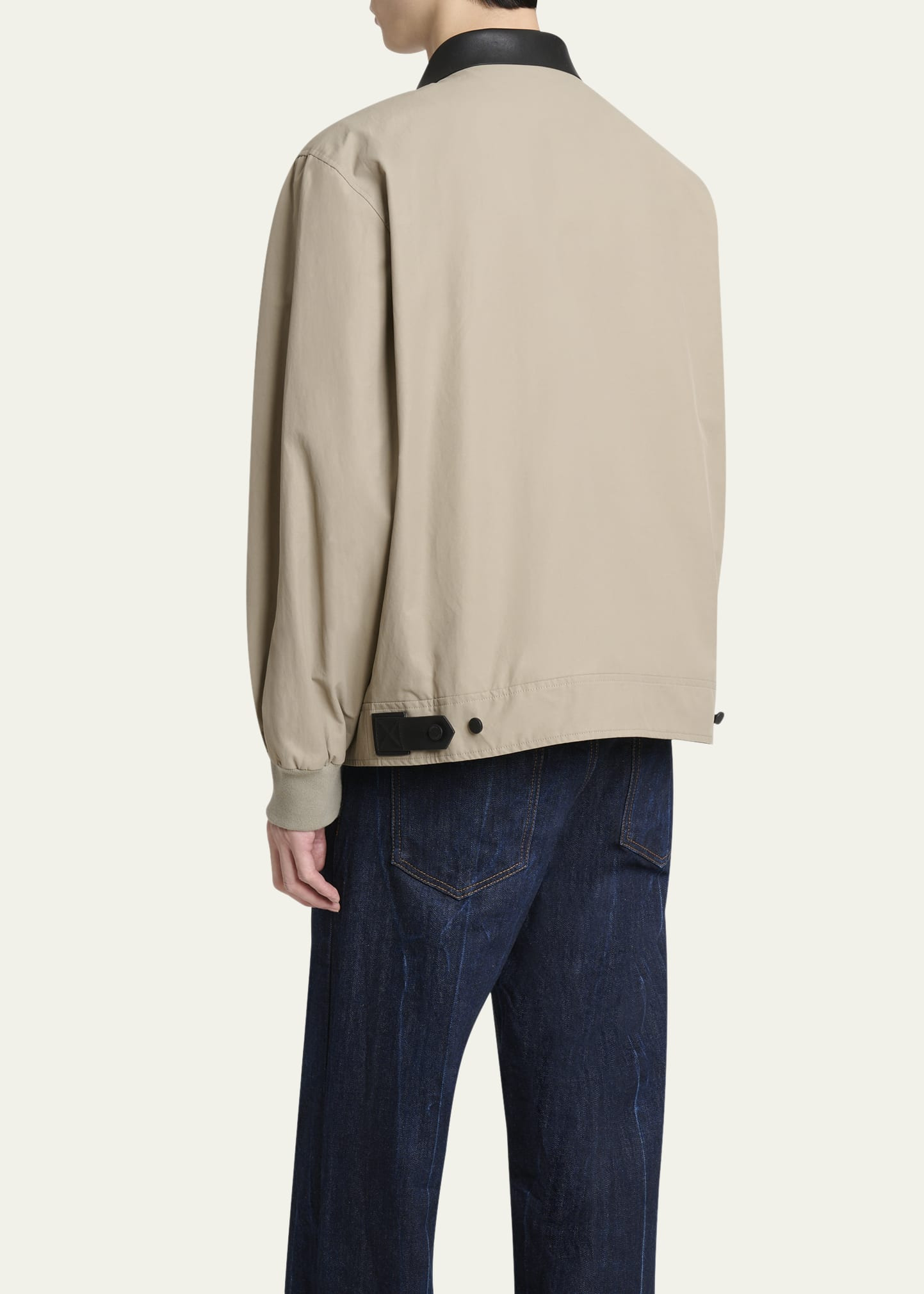 Men's Harrington Jacket w/ Leather Coilar - 3