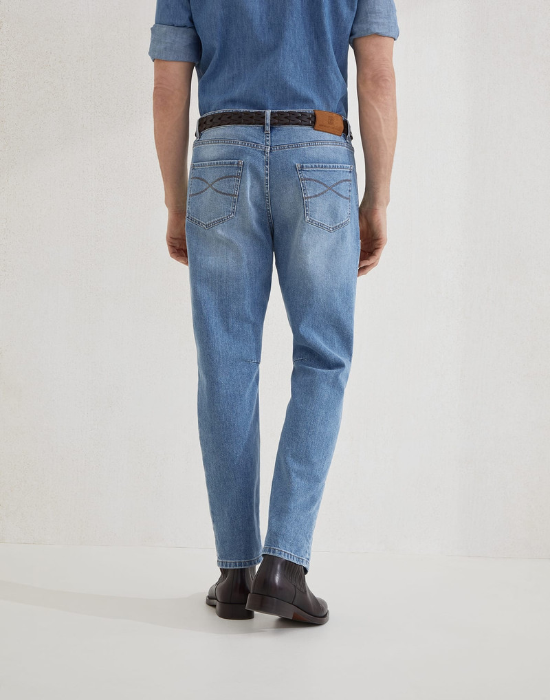 Brunello Cucinelli Comfort cotton denim leisure fit five-pocket trousers outlook