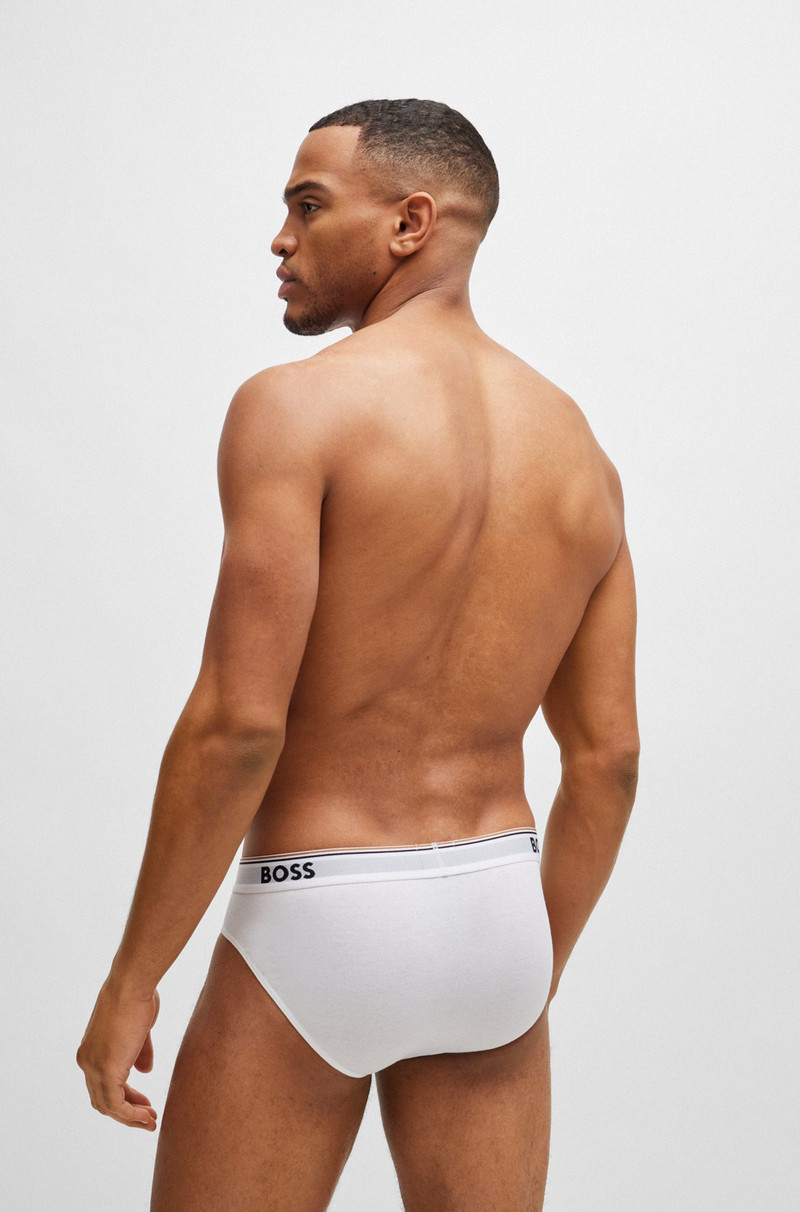 BOSS THREE-PACK OF STRETCH-COTTON BRIEFS WITH LOGO WAISTBANDS outlook