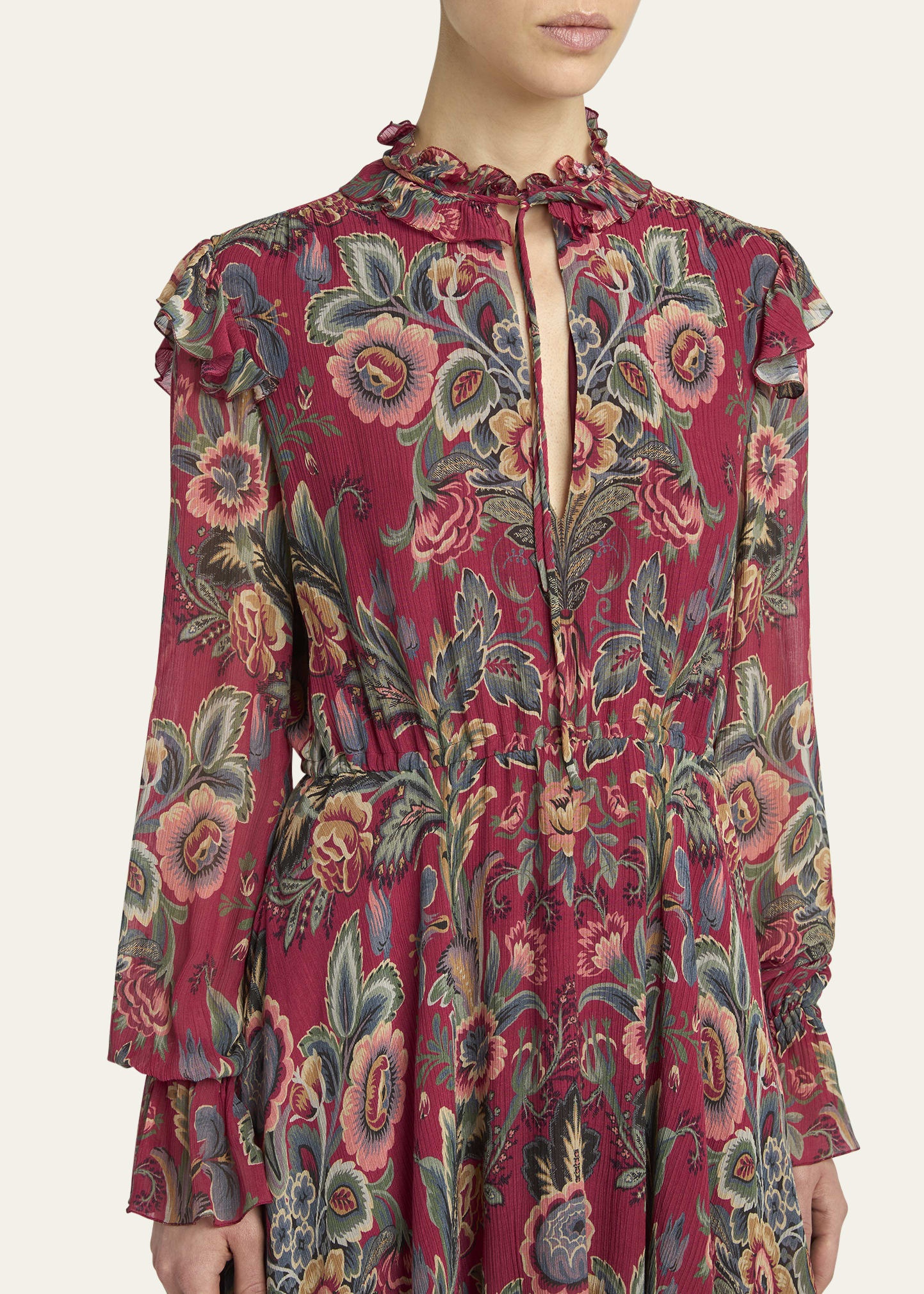 Ruffled Long-Sleeve Mini Dress - 5